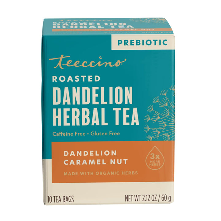 Teeccino Dandelion Caramel Nut Herbal Tea, 10 Count