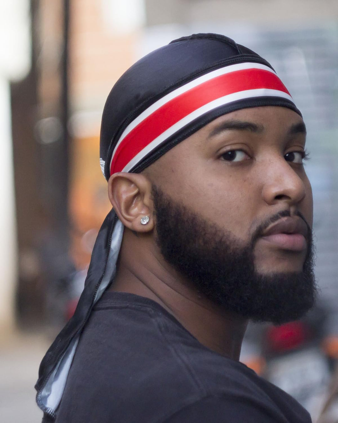 ForceWave Silky Durags for Men, Wing Blue Black Red, M