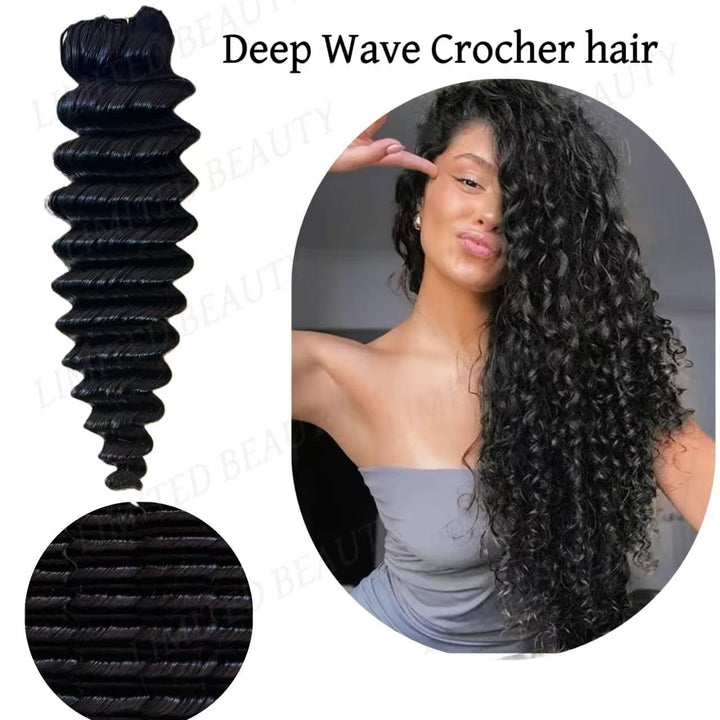 Limited Beauty Deep Wave Crochet Human Hair, 20 Inch, 120 g