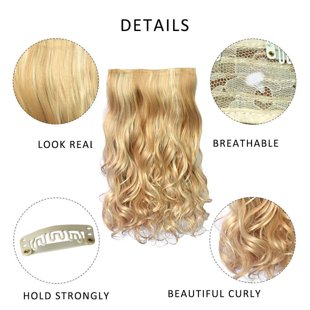 REECHO Curly Wave Clip-In Synthetic Hair Extensions, 25H613, 20 in, 4.5 oz, 1 Count