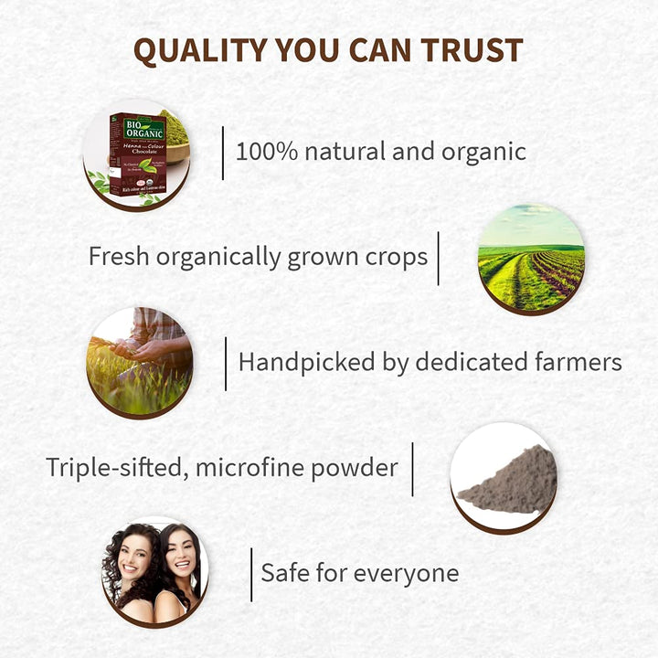 INDUS VALLEY Bio Organic Natural Henna Hair Color, Chocolate, 100 g