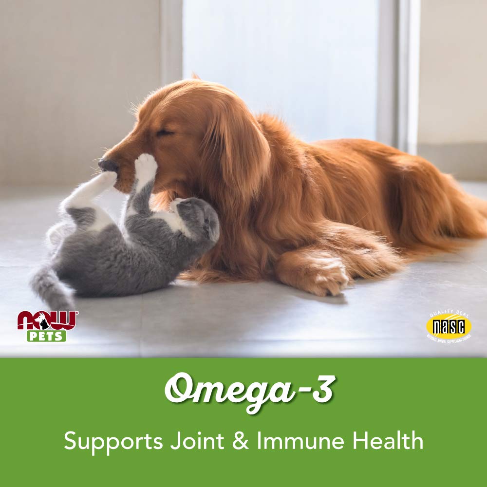 NOW Pet Health Omega 3 Supplement for Cats & Dogs, 180 Count