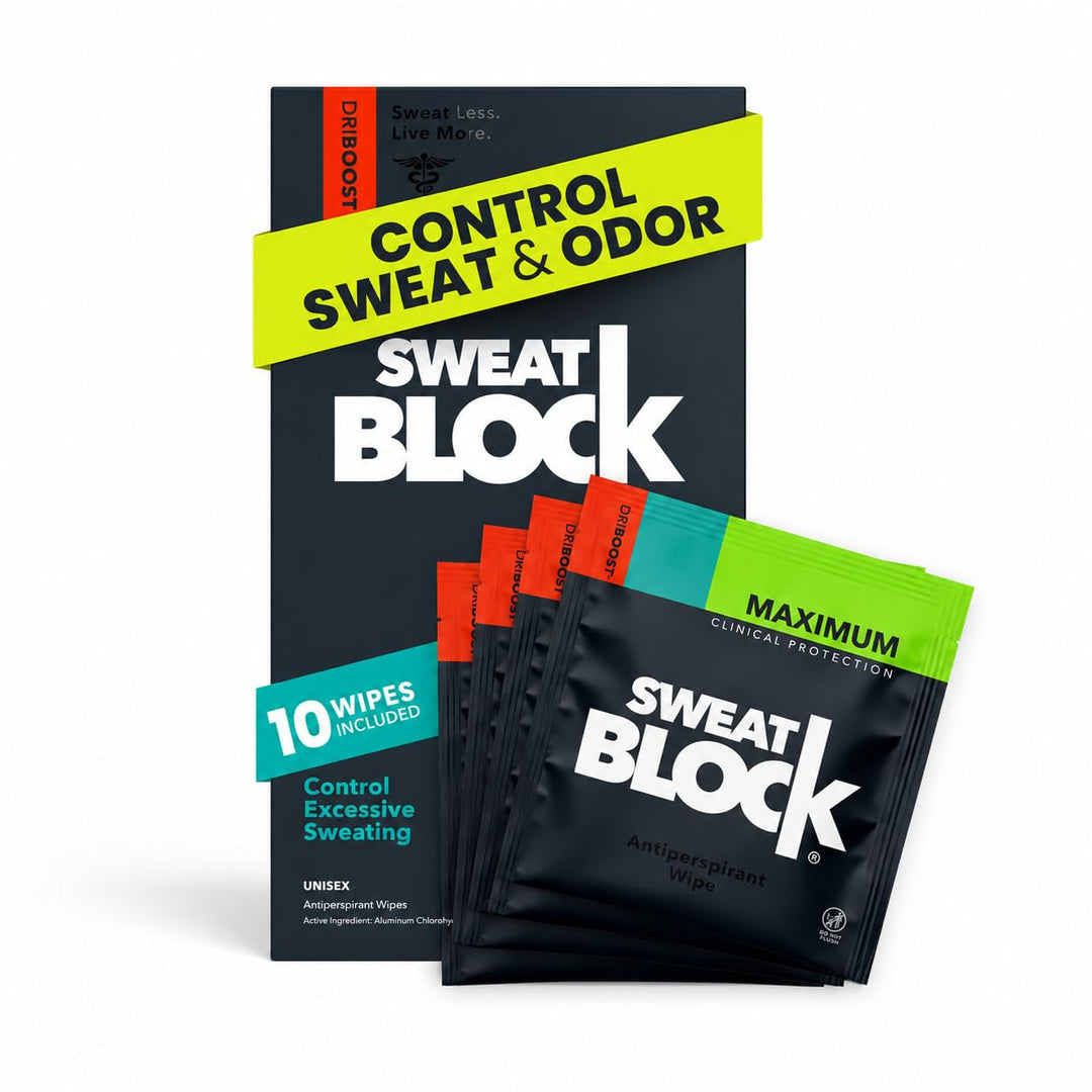 SWEATBLOCK Clinical Strength Antiperspirant Wipes, Unscented, 10 Count