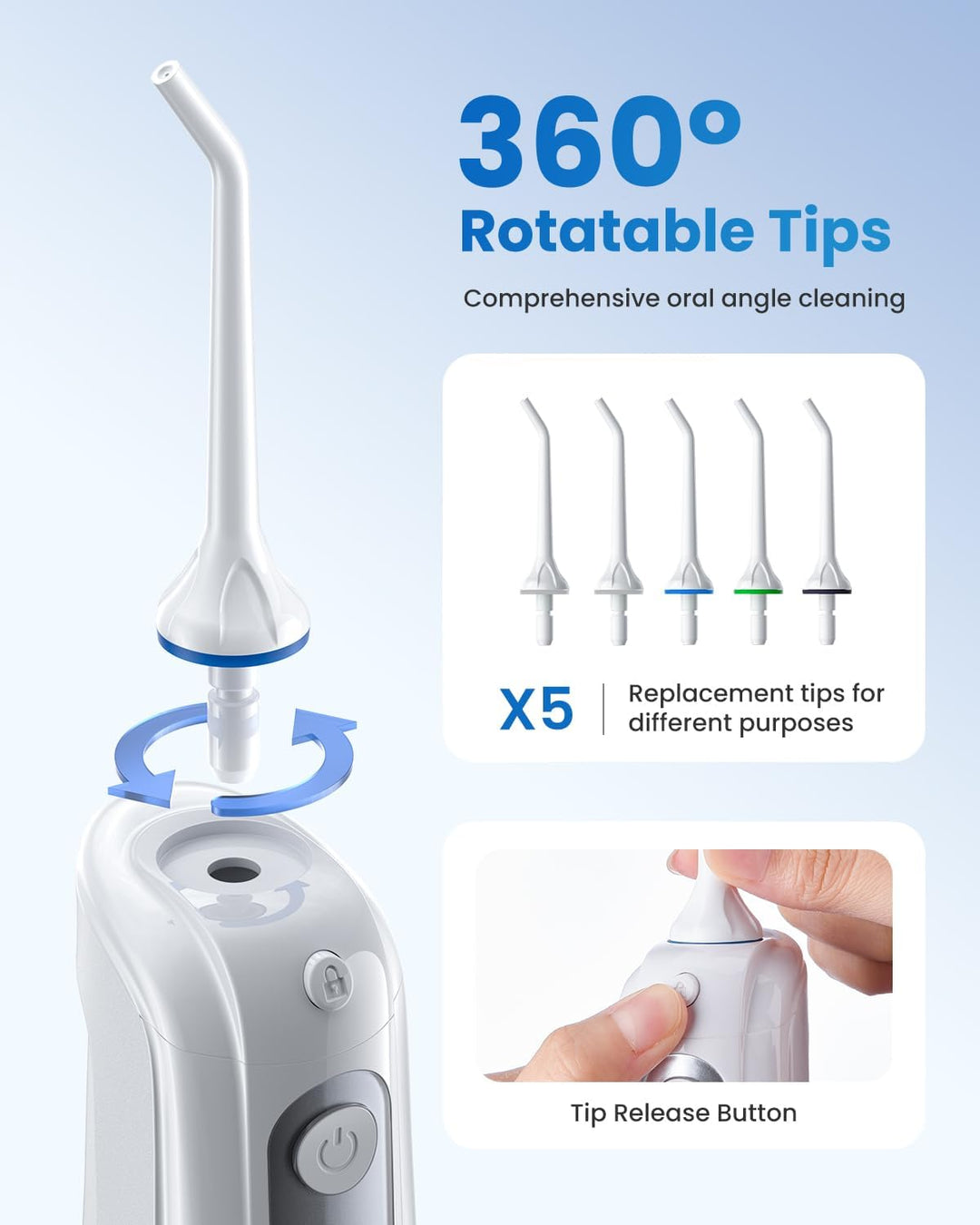 RENPHO Oral Irrigator, Cordless Water Flosser, 300 ml