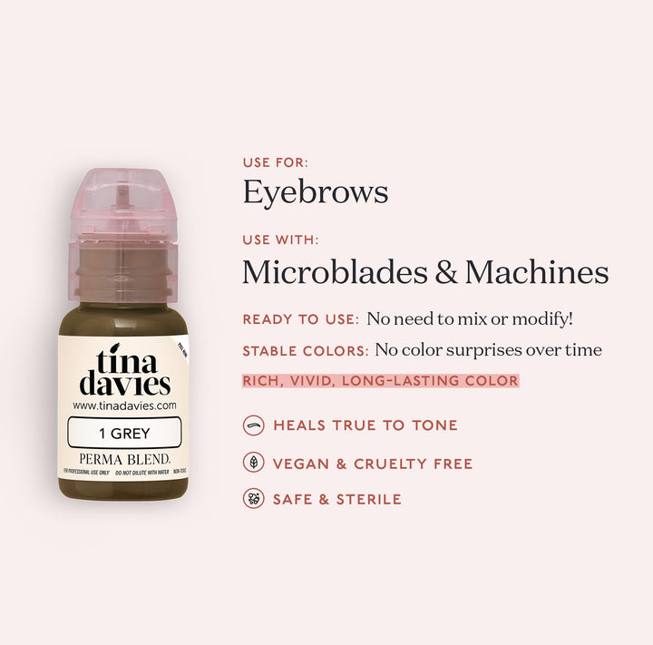 Tina Davies Brow Pigment, Grey, 1/2 oz