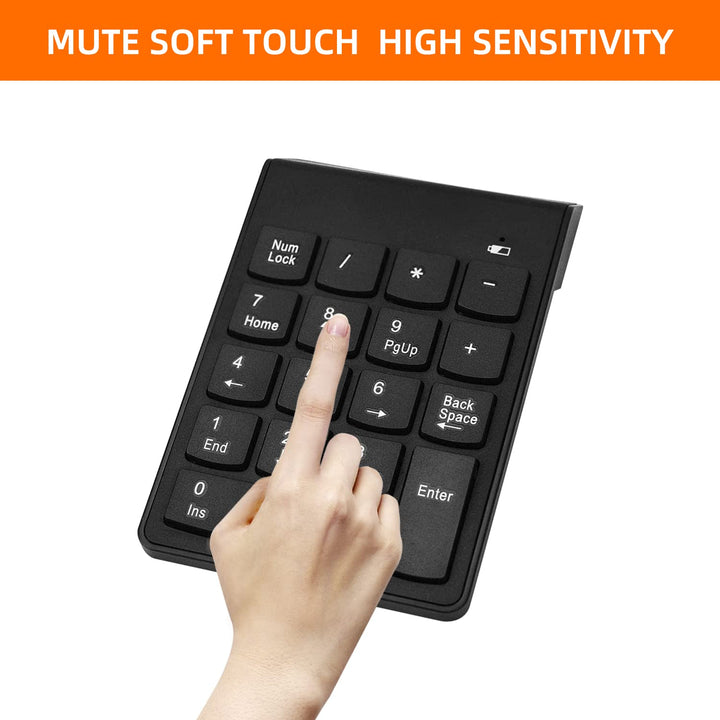 SMOOTHCLUE Wireless Numeric Keypad, Black, 18 Count