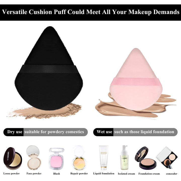 Maitys Triangle Powder Puff, Black, Pink, 12 Count