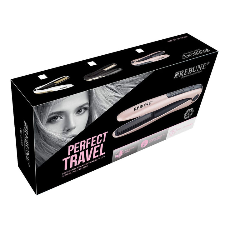 REBUNE Ceramic Hair Straightener RE-2203, Wireless Mini Rechargeable, USB