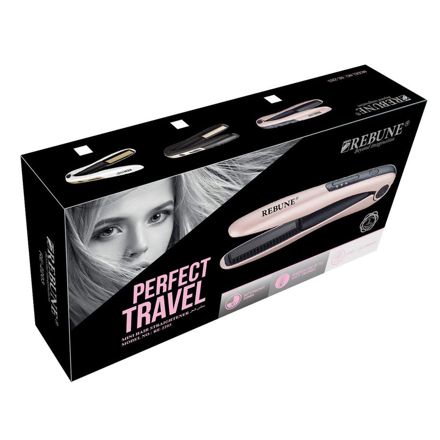 REBUNE Ceramic Hair Straightener RE-2203, Wireless Mini Rechargeable, USB