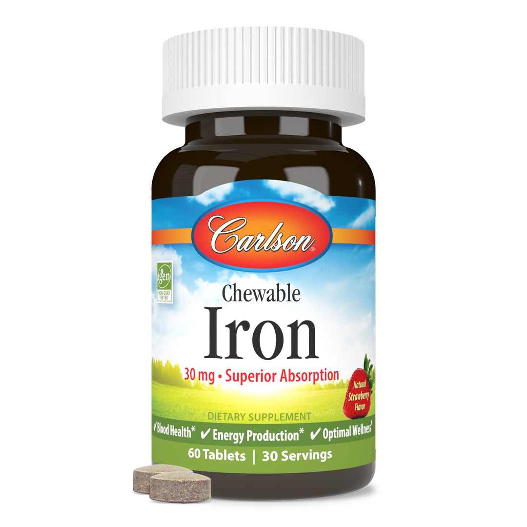 Carlson Chewable Iron, 30 mg, 60 Count