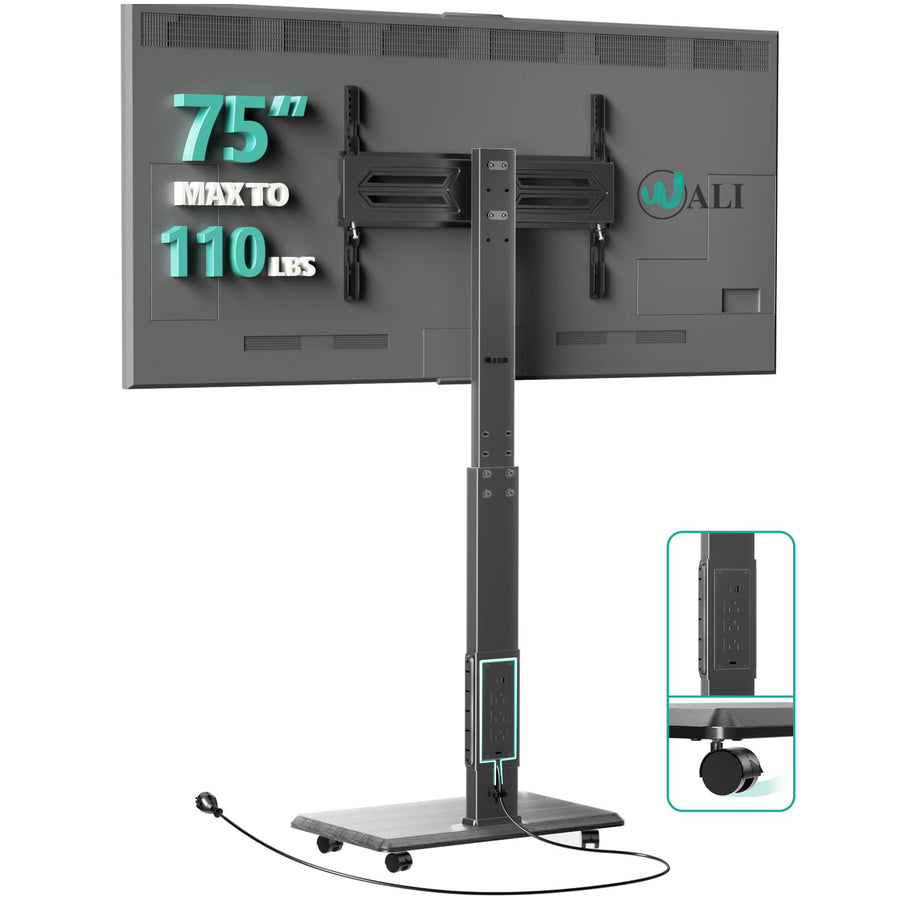 WALI Floor TV Stand, Black, 32-75 in