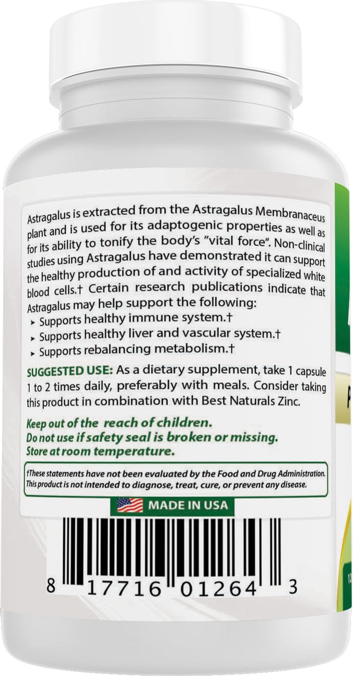 Best Naturals Astragalus Capsules, 1000 mg, 120 Count