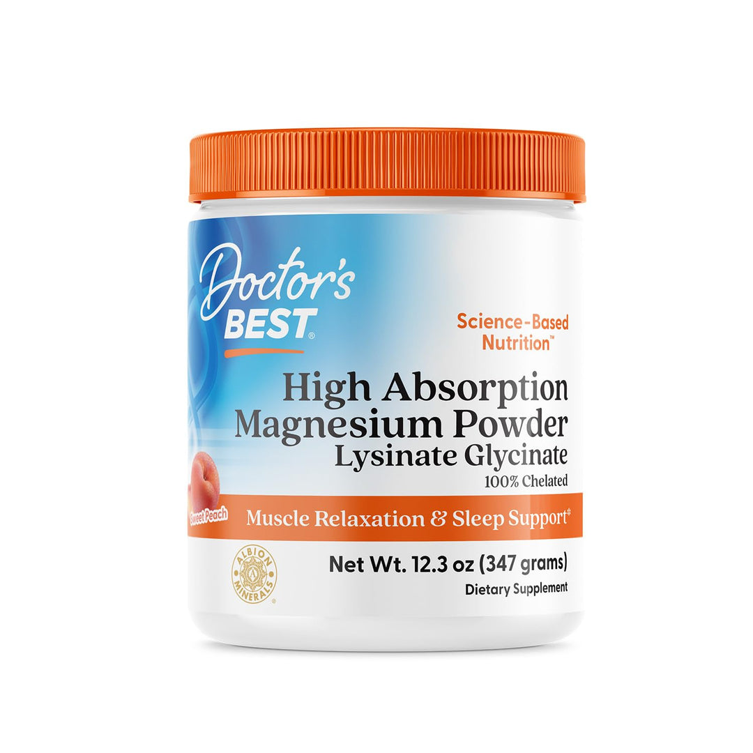 Doctor's Best High Absorption Magnesium Powder, Peach, 12.3 oz