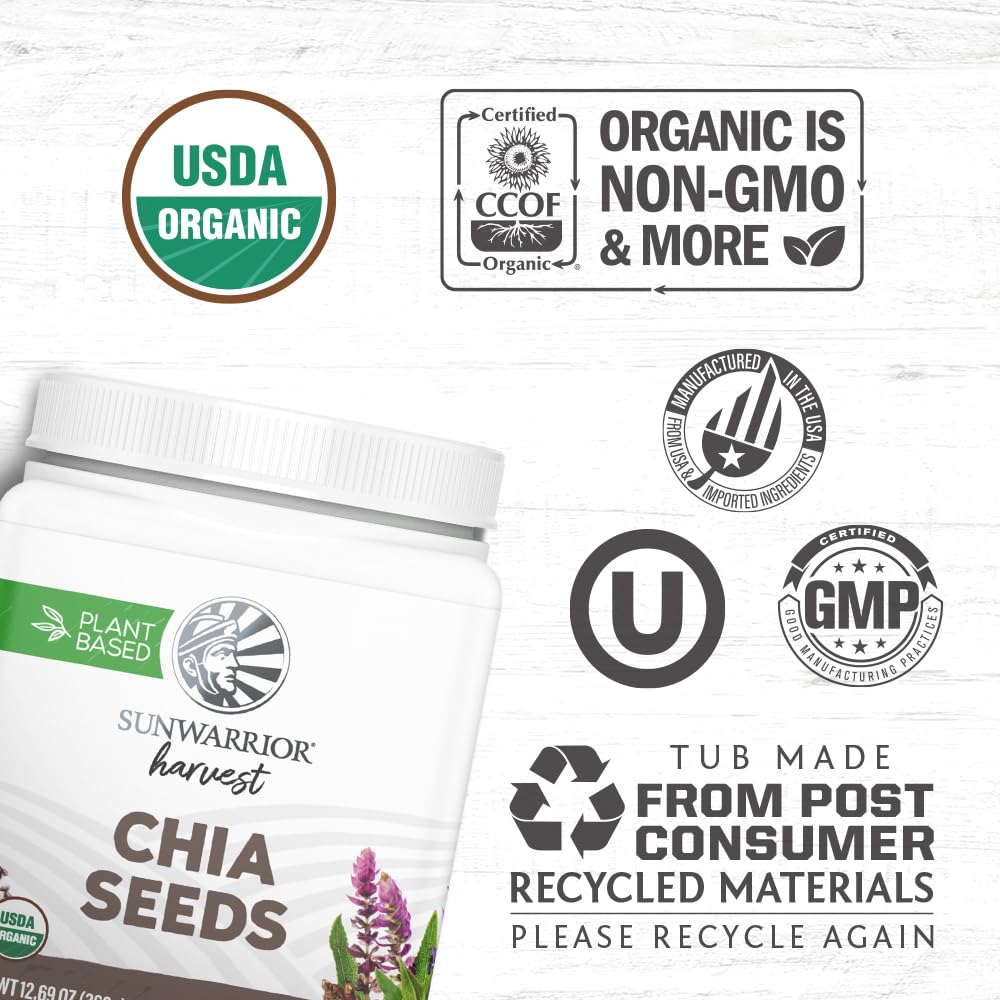 Sunwarrior Organic Chia Seeds, Unflavored, 360 g