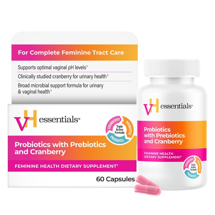vH essentials Probiotics With Prebiotics And Cranberry Feminine Health Supplement, 60 Count