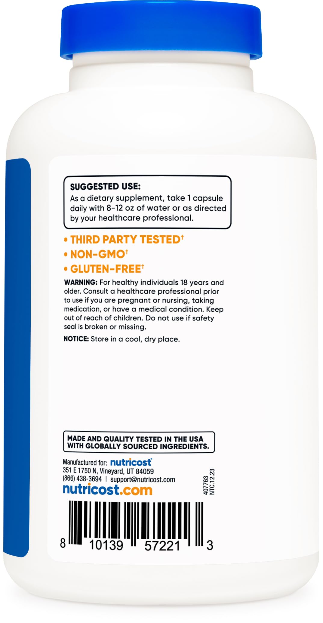 Nutricost L-Ornithine, 500 mg, 180 Count