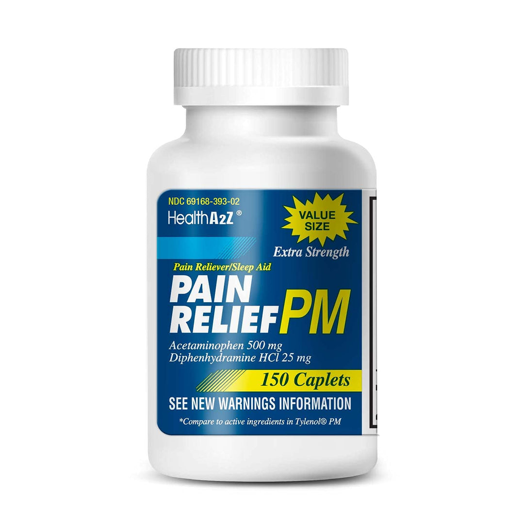 HealthA2Z Extra Strength Pain Relief PM, 500 mg, 25 mg, 150 Count