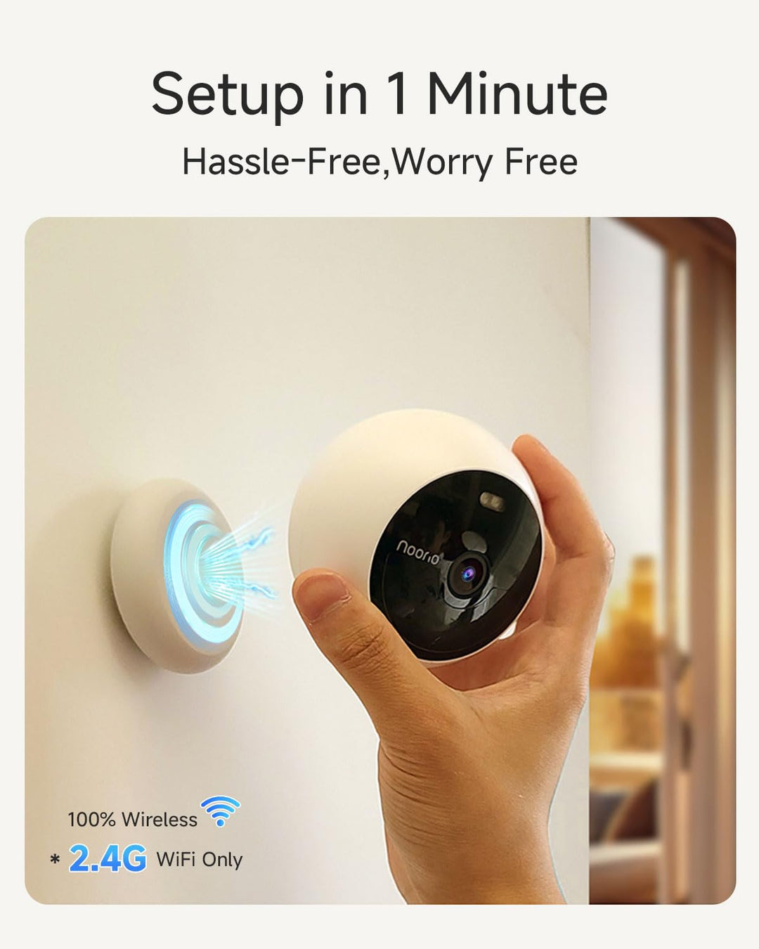 Noorio Wireless Security Camera B210SE, 2K, 32GB