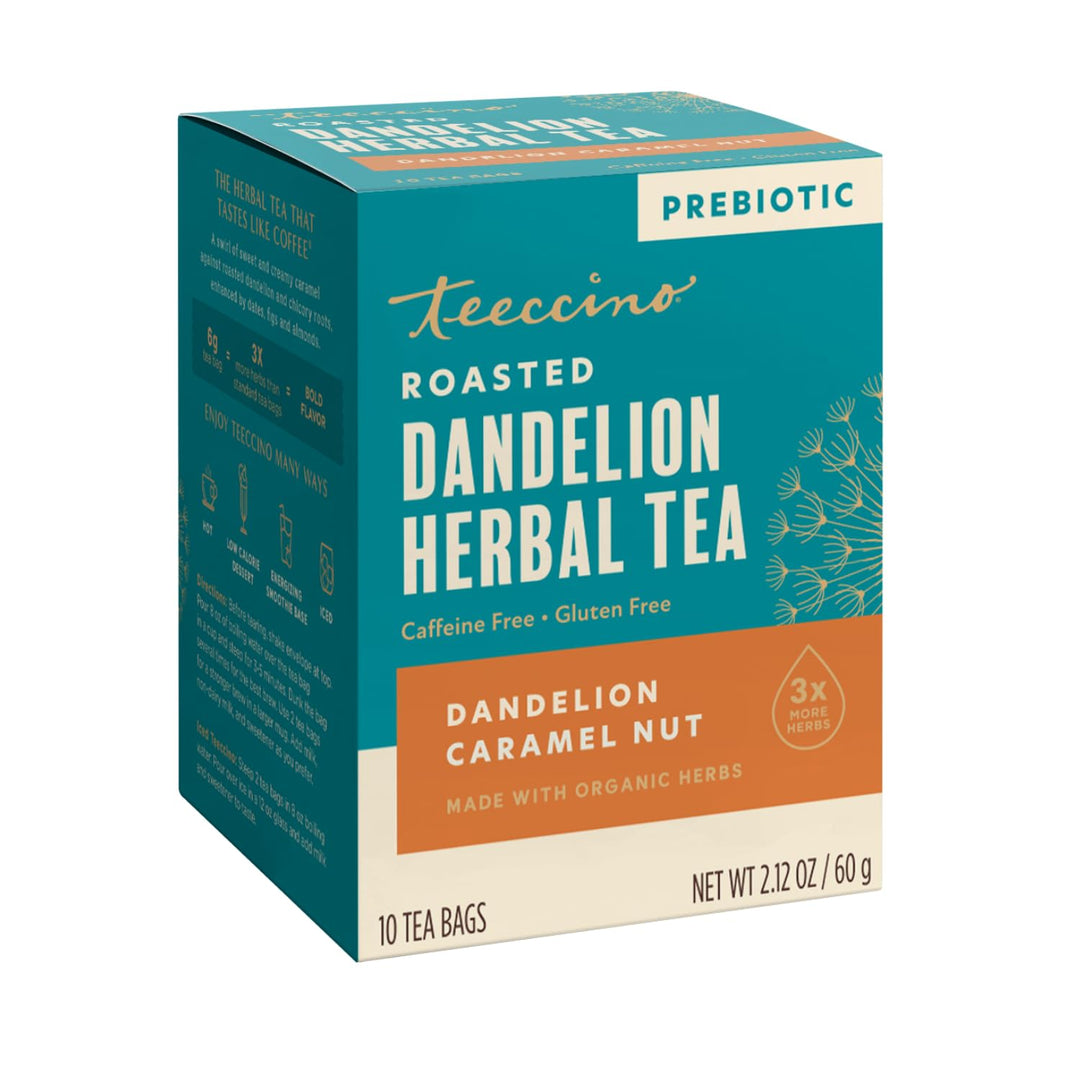 Teeccino Dandelion Caramel Nut Herbal Tea, 10 Count