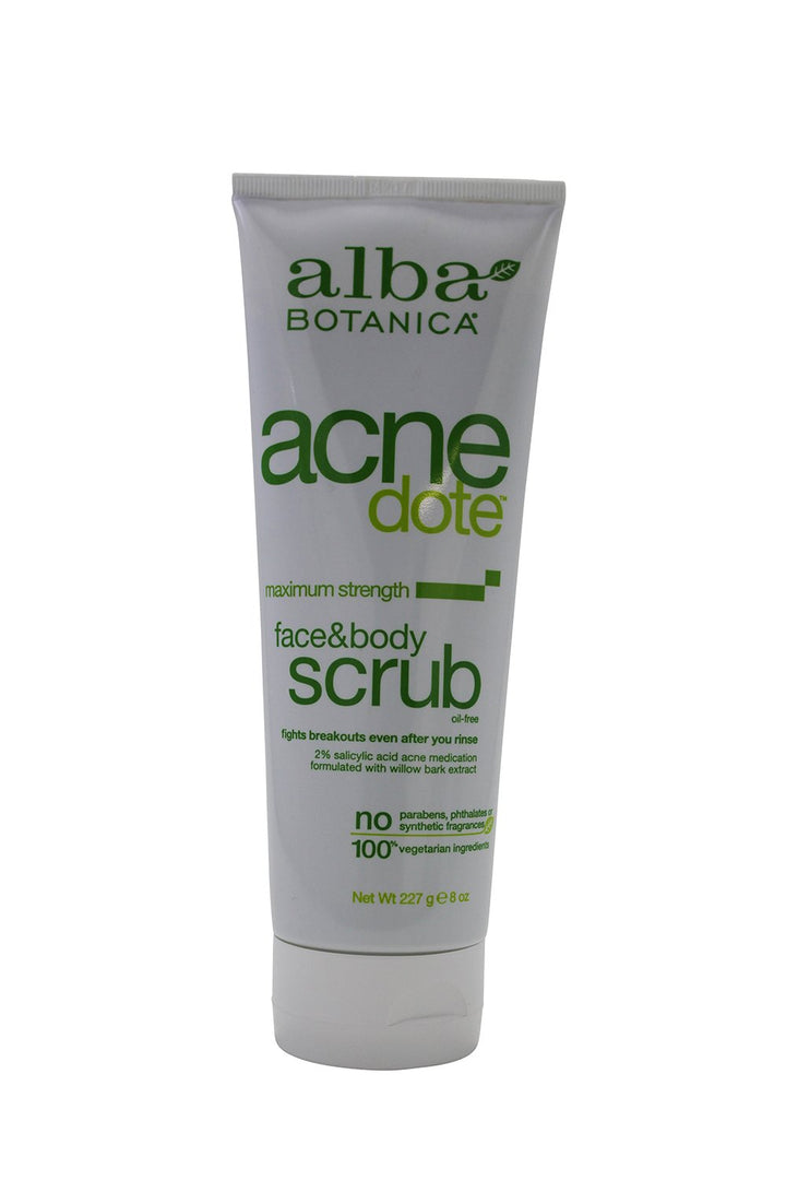 Alba Botanica Acnedote Face And Body Scrub, 8 oz