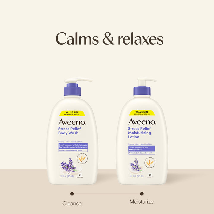 Aveeno Stress Relief Body Wash, Lavender, 33 fl oz
