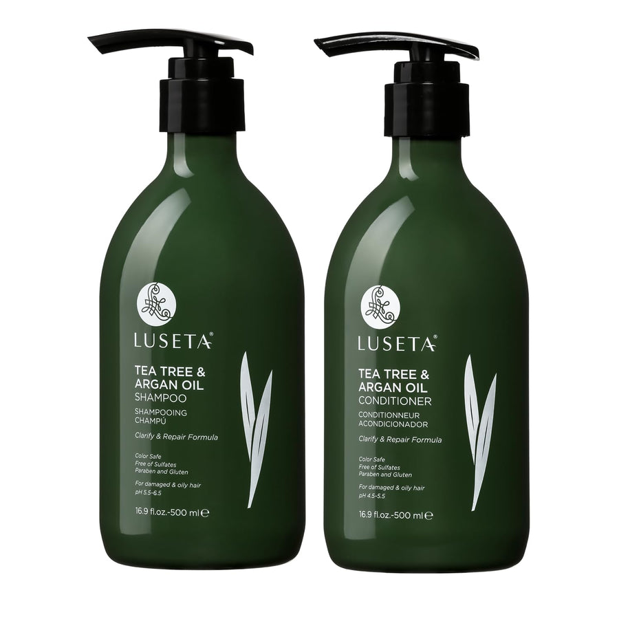Luseta Tea Tree And Argan Oil Detangling Shampoo And Conditioner Set, 16.9 fl oz, Pack of 2