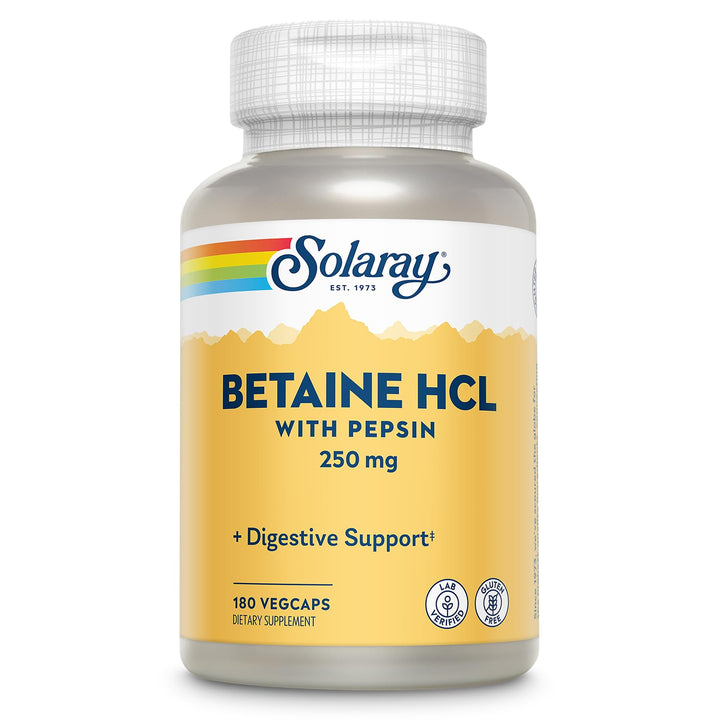 SOLARAY Betaine HCl With Pepsin, 250 mg, 180 Count