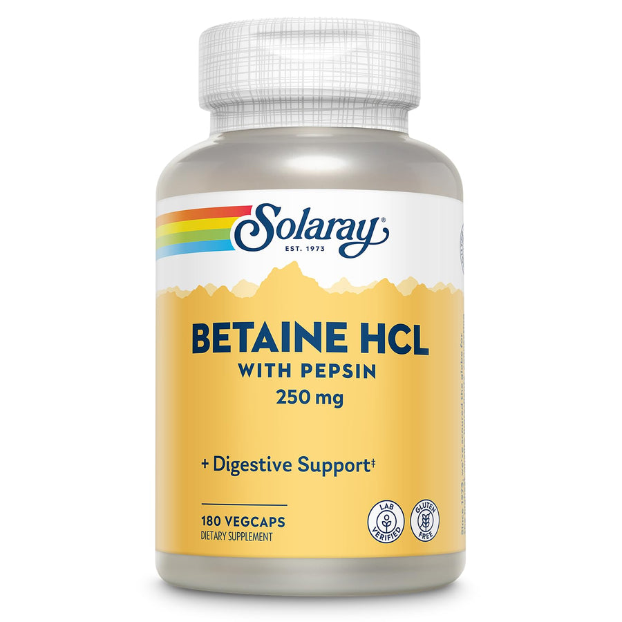 SOLARAY Betaine HCl With Pepsin, 250 mg, 180 Count