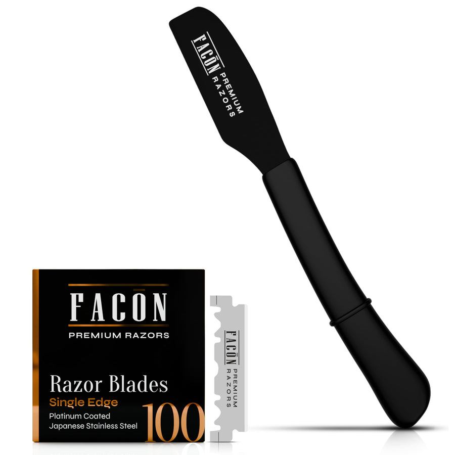 FACON Straight Edge Barber Razor, 10 Count