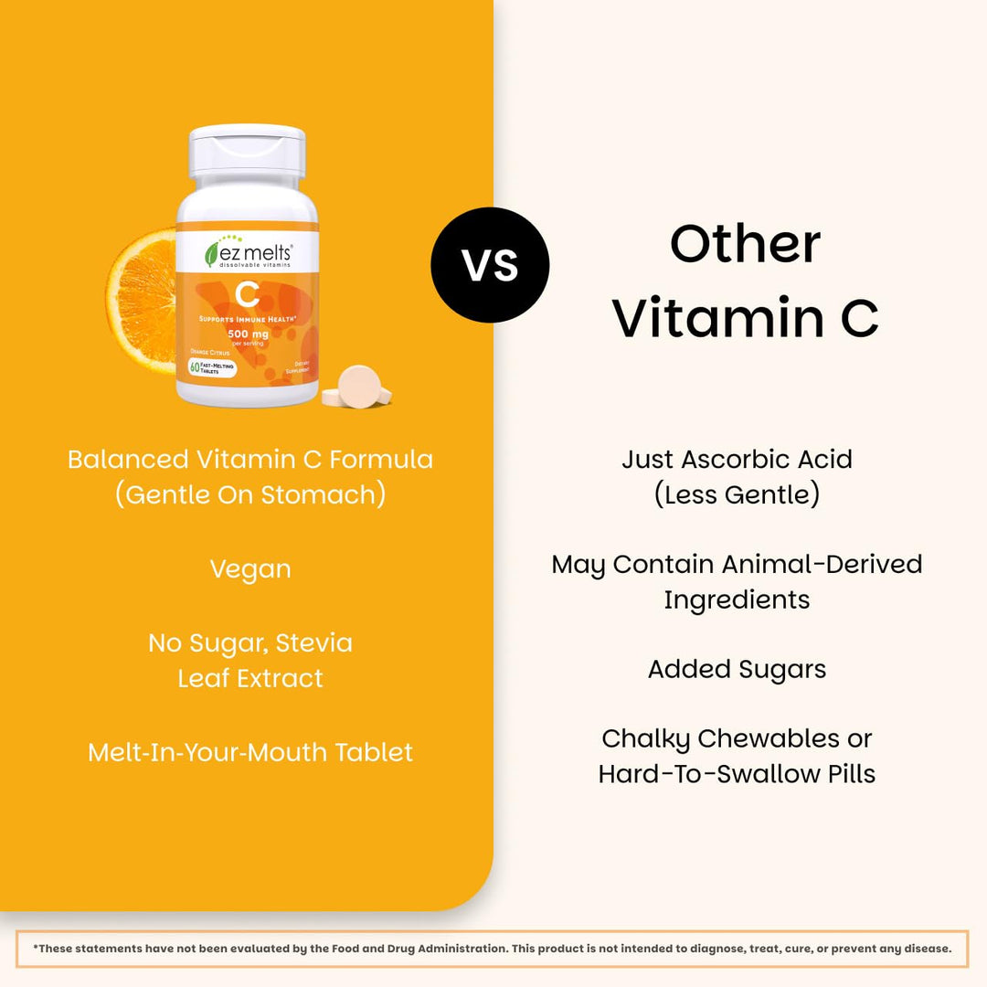 EZ Melts Vitamin C, Orange Citrus, 500 mg, 60 Count