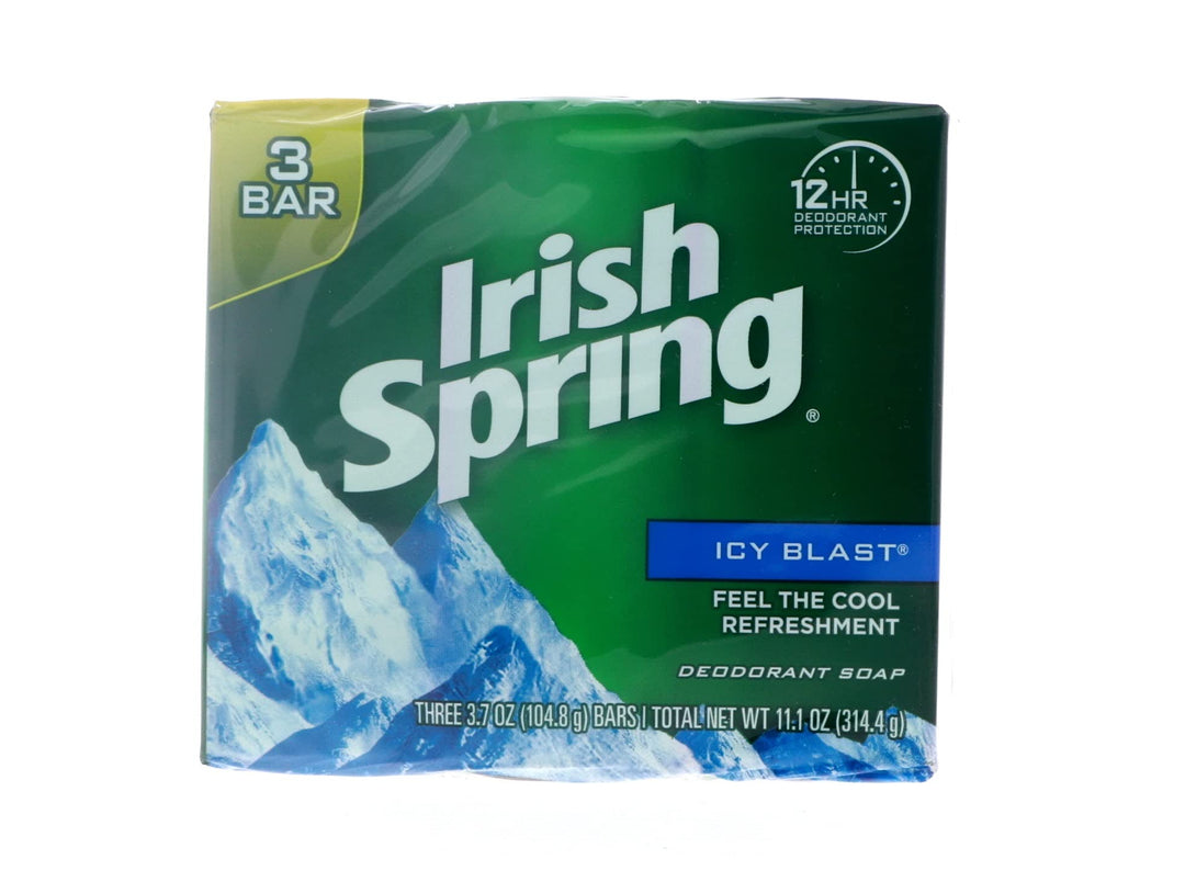 Irish Spring Deodorant Bar Soap, Icy Blast, 3.75 oz, 3 Count