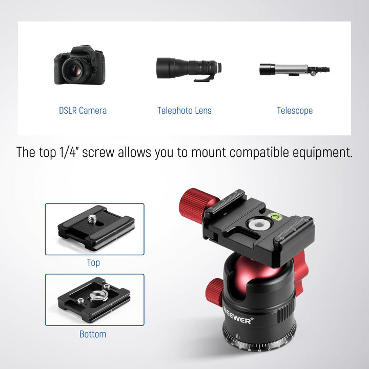 NEEWER GM28 Tripod Head, 360 Degree Rotating Panoramic Ball Head, 5 kg