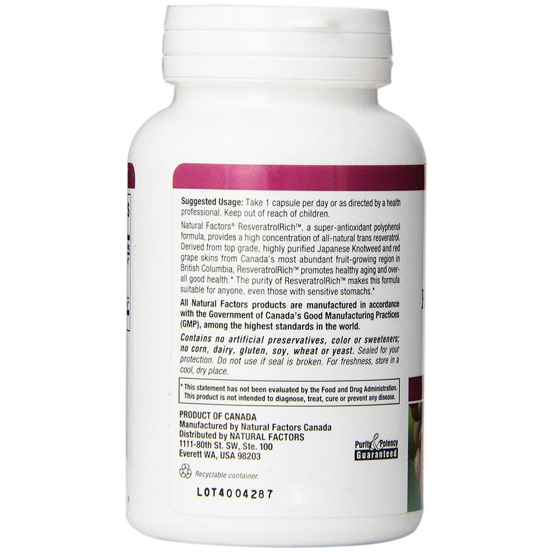 Natural Factors Super Strength Resveratrol Concentrate, 60 Count