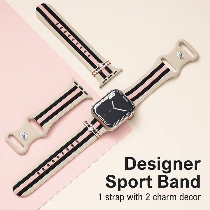 Bagoplus Designer Band With Charms For Apple Watch, 38mm 40mm 41mm 42mm 44mm 45mm 46mm 49mm