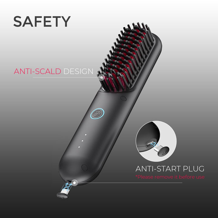 TYMO Porta Cordless Hair Straightener Brush, Black