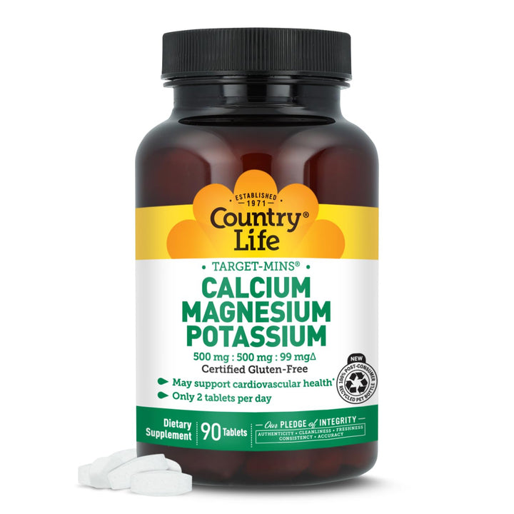 Country Life Target Mins Calcium Magnesium Potassium, 90 Count