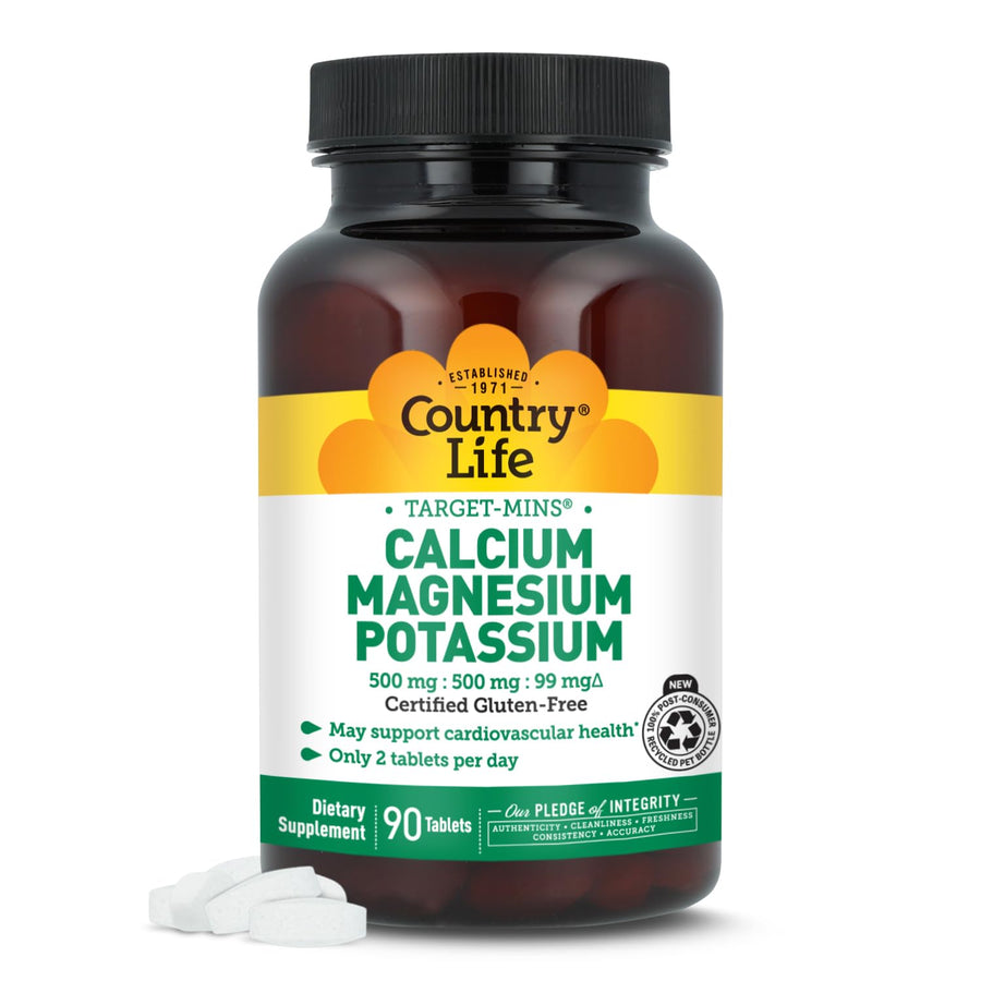 Country Life Target Mins Calcium Magnesium Potassium, 90 Count