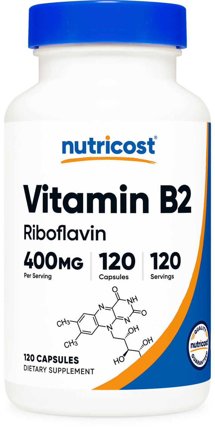 Nutricost Vitamin B2 Riboflavin, 400 mg, 120 Count