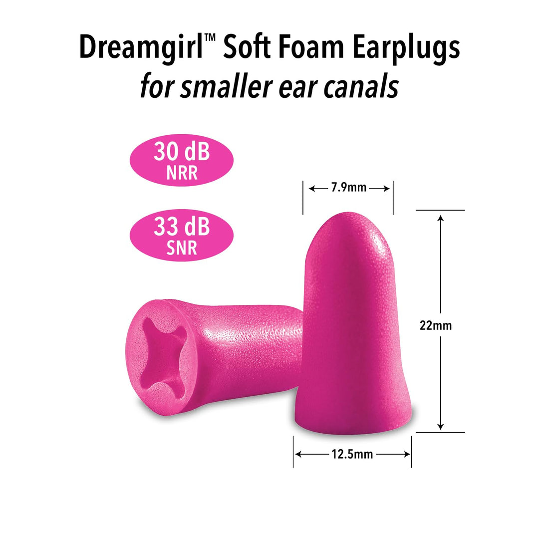 Mack's Dreamgirl Soft Foam Earplugs, Pink, 50 Pair
