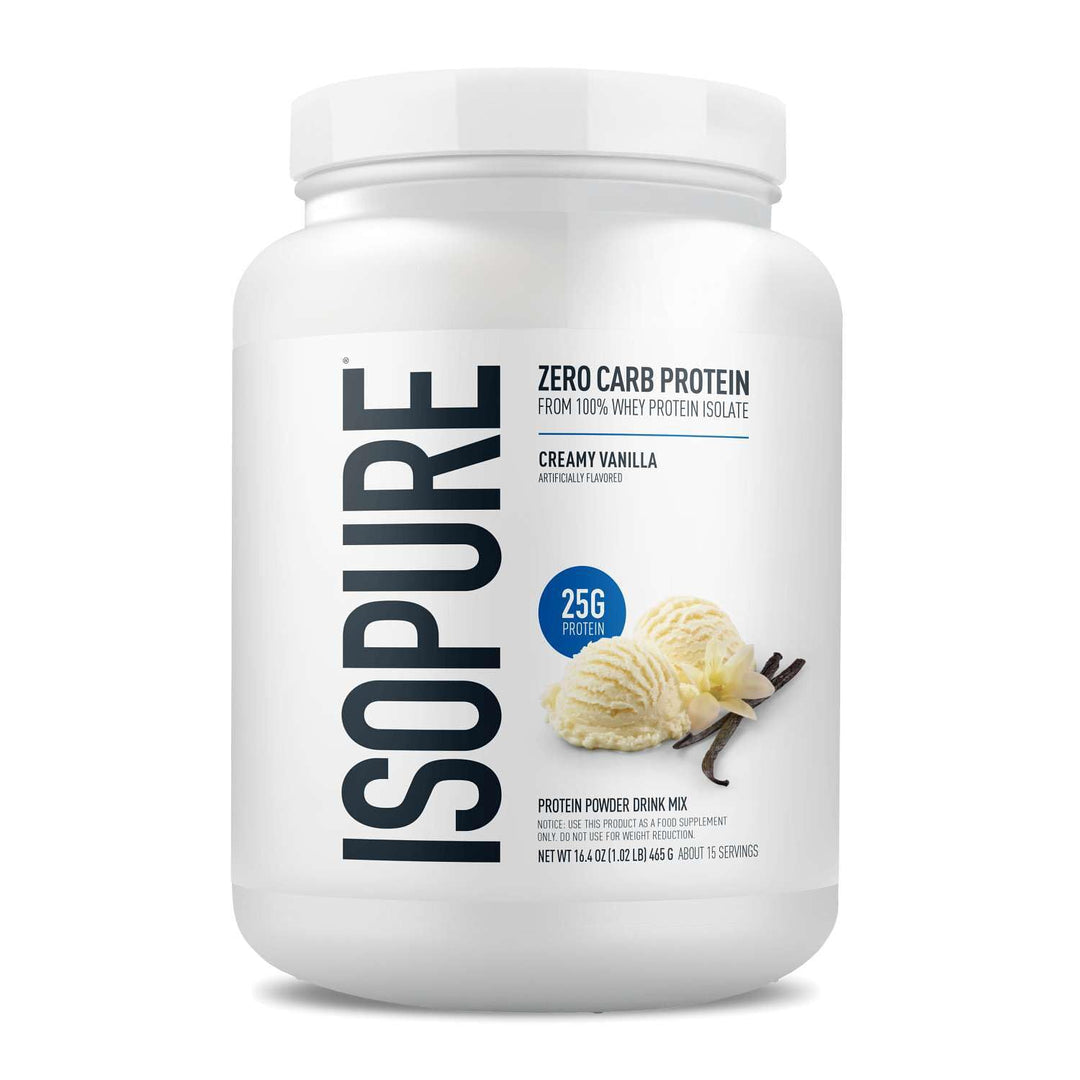 Isopure Zero Carb 100% Whey Isolate Protein Powder, Creamy Vanilla, 1 lb