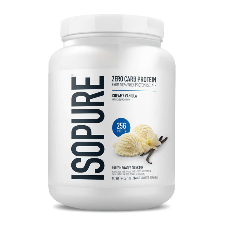 Isopure Zero Carb 100% Whey Isolate Protein Powder, Creamy Vanilla, 1 lb