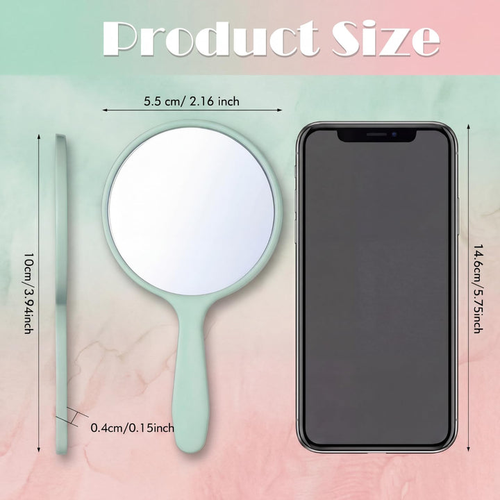 Jetec Handheld Mirror Round Compact, White Pink Black Blue Green, 25 Count