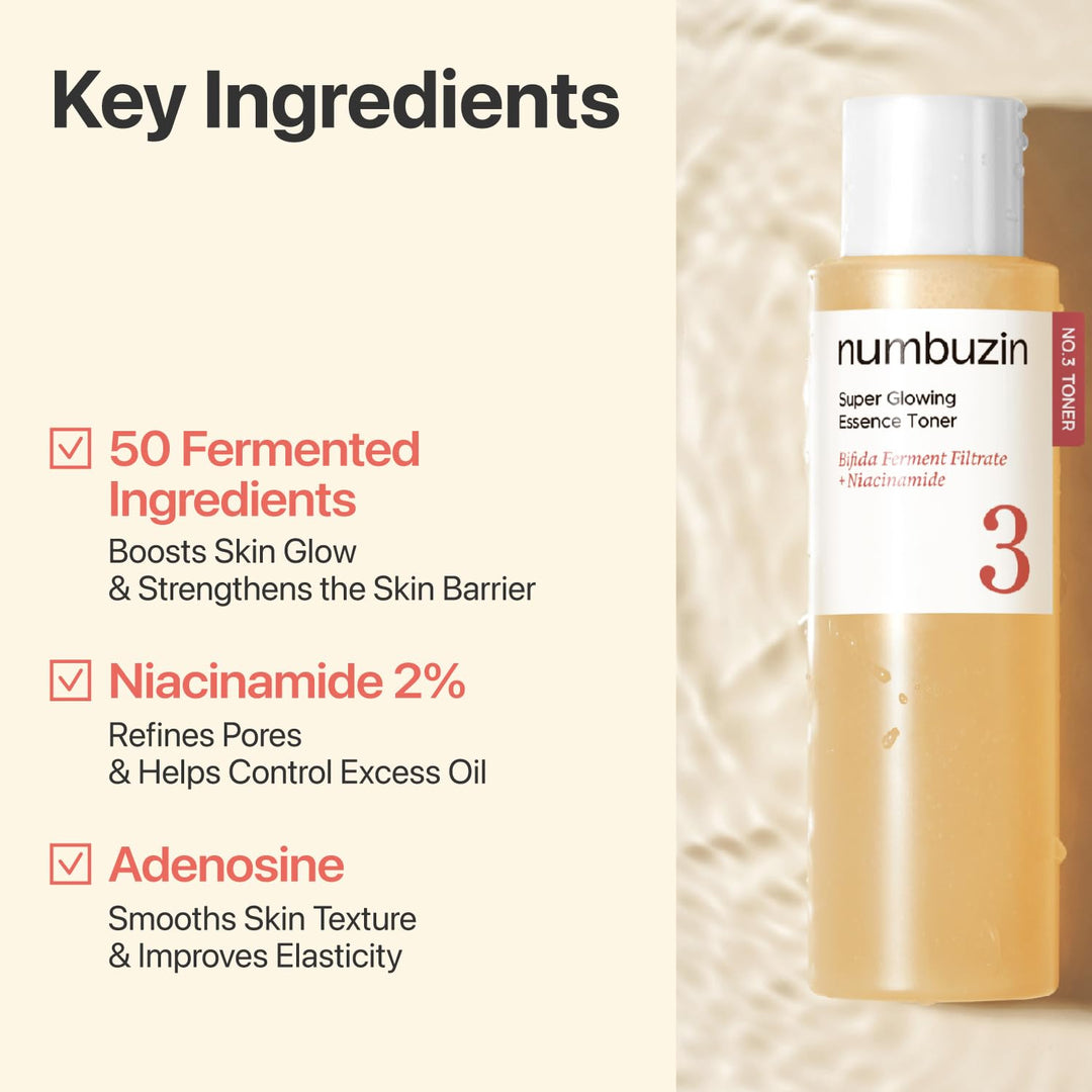 numbuzin No.3 Super Glowing Essence Toner, 6.76 fl oz