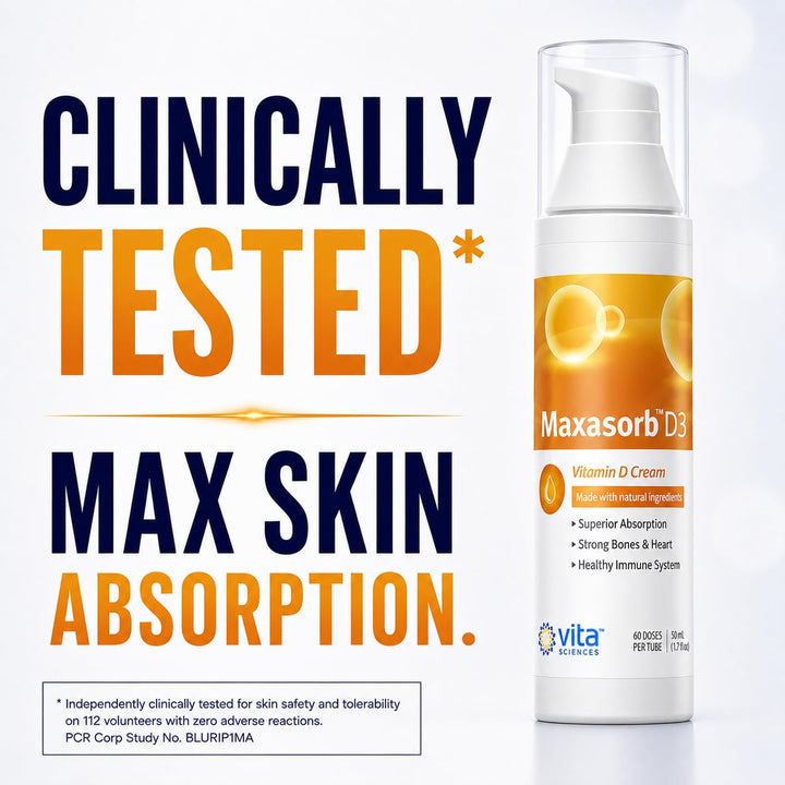 Vita Sciences Maxasorb Vitamin D3 Cream, Topical Formula, 1.7 oz
