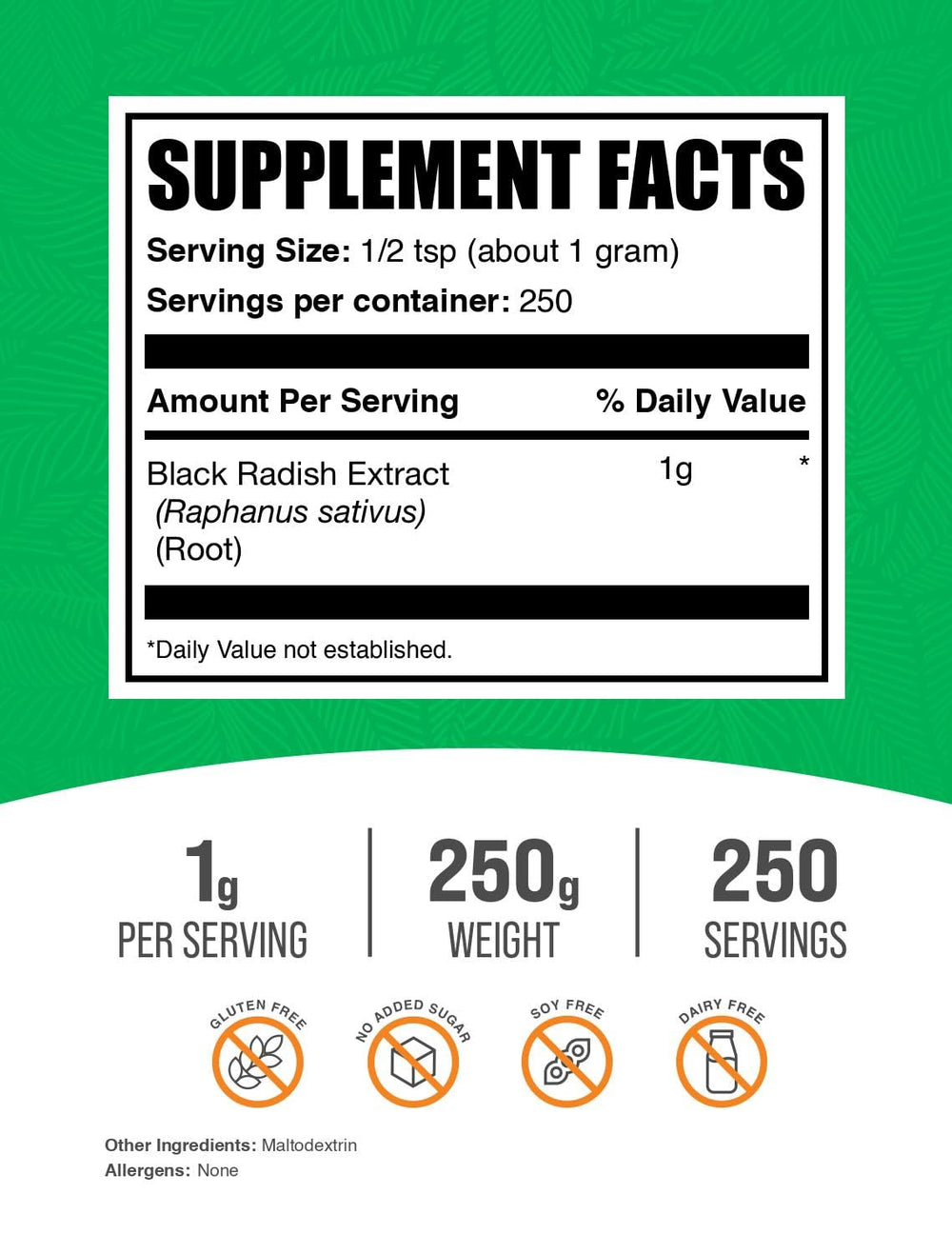 BulkSupplements Black Radish Extract Powder, 250 g