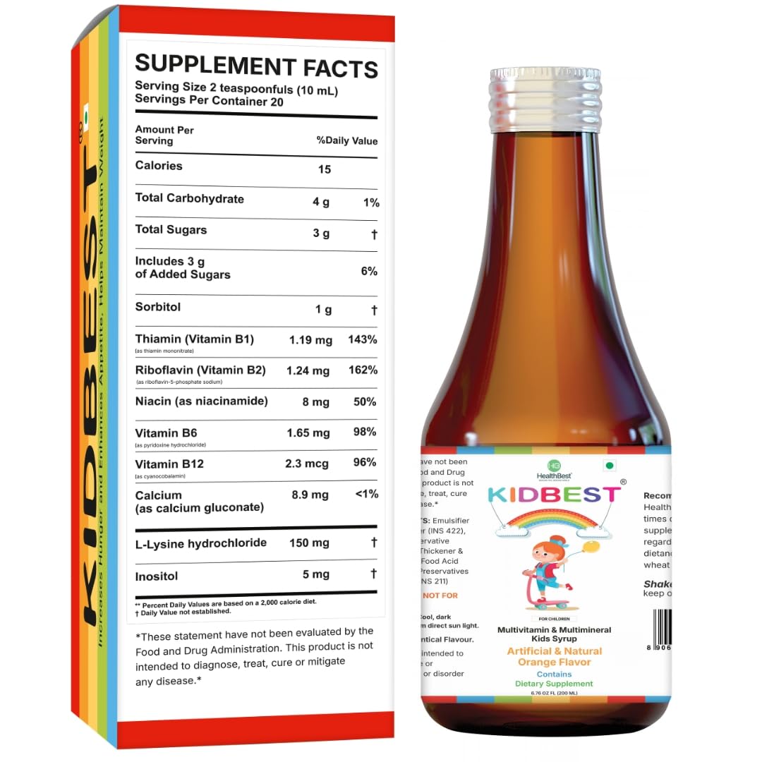 HealthBest Kidbest Multivitamin Syrup, 200 ml