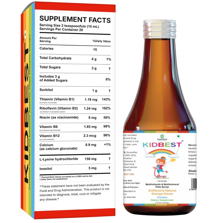 HealthBest Kidbest Multivitamin Syrup, 200 ml
