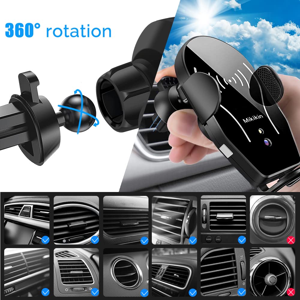 Mikikin Wireless Car Charger, Auto-Clamping, 10W