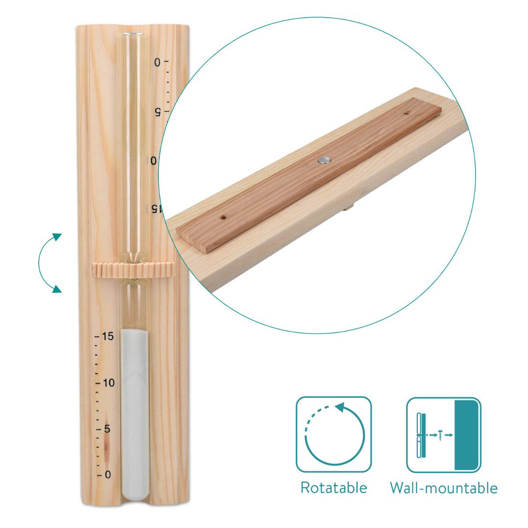 Navaris Hourglass Sand Timer And Sauna Accessory, Pine Wood, 29.5 x 7.5 x 4 cm