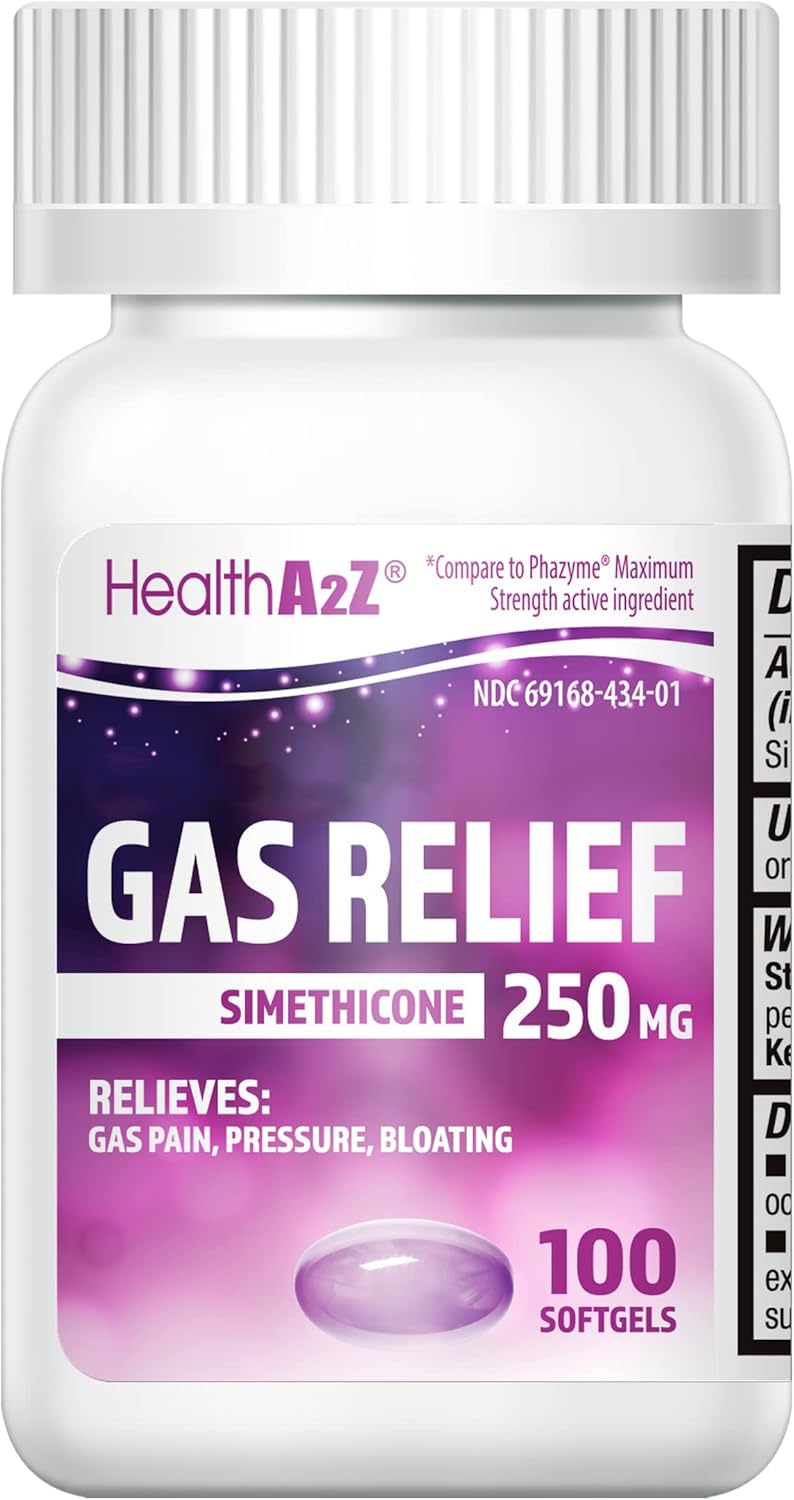 HealthA2Z Gas Relief, Simethicone 250 mg, 100 Count